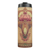 Bouteilles Isothermes Fleur abstraite Art nouveau bordeaux rouge vert (Devant)