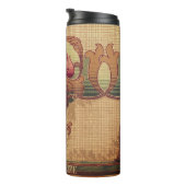 Bouteilles Isothermes Fleur abstraite Art nouveau bordeaux rouge vert (Tourné sur la droite)