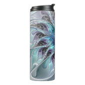 Bouteilles Isothermes Fleur Abstraite Fractale Moderne Avec Bleu (Tourné sur la gauche)