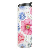 Bouteilles Isothermes Fleur aquarelle de nom personnalisé (Tourné sur la gauche)