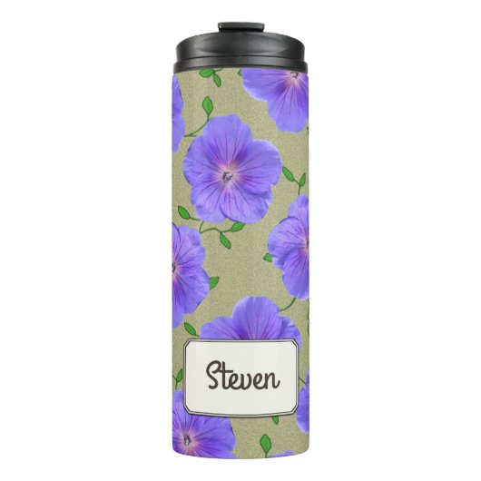 Bouteilles Isothermes Fleur bleue de jardin botanique tout nom (Devant)