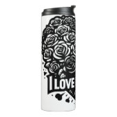 Bouteilles Isothermes Fleur d'amour noir et blanc (Tourné sur la gauche)