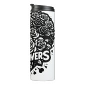 Bouteilles Isothermes Fleur d'amour noir et blanc (Tourné sur la droite)