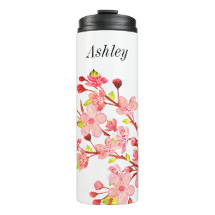 Bouteilles Isothermes Fleur de cerisier rose blanc floral 
