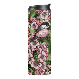 Bouteilles Isothermes Fleur de cerisiers et poulets verts