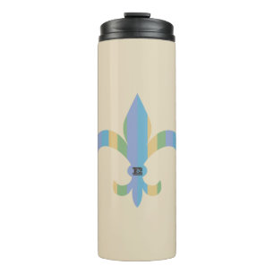 Bouteilles Isothermes Fleur de lis rayée monogrammée