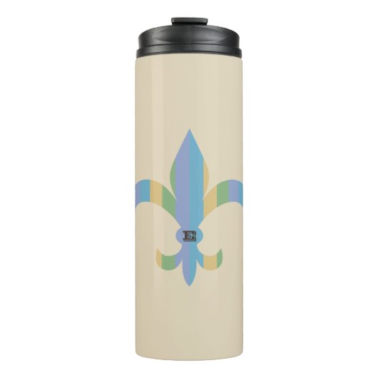Bouteilles Isothermes Fleur de lis rayée monogrammée (Devant)