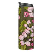 Bouteilles Isothermes Fleur de pomme sur vert foncé (Tourné sur la droite)