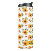 Bouteilles Isothermes Fleur de soleil jaune Nom personnalisé (Tourné sur la gauche)