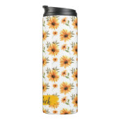 Bouteilles Isothermes Fleur de soleil jaune Nom personnalisé (Tourné sur la droite)