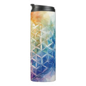 Bouteilles Isothermes Fleur de vie - Peinture aquarelle (Tourné sur la droite)