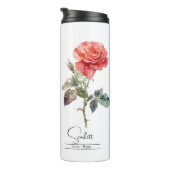 Bouteilles Isothermes Fleur du mois de naissance Juin Rose (Tourné sur la droite)