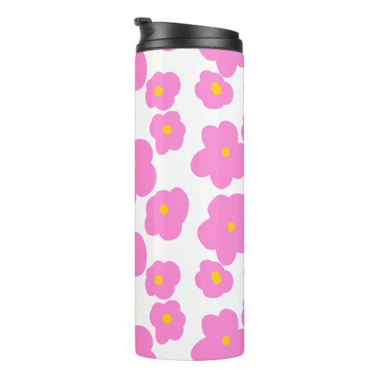 Bouteilles Isothermes Fleur marguerite rose jaune moderne motif élégant (Tourné sur la droite)