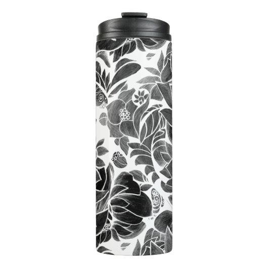 Bouteilles Isothermes Fleur noir et blanc (Devant)