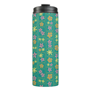 Bouteilles Isothermes Fleur patchwork sarcelle rétro