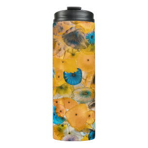 Bouteilles Isothermes Fleur pétée jaune et bleu
