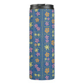 Bouteilles Isothermes Fleur retro en patchwork bleu (Dos)