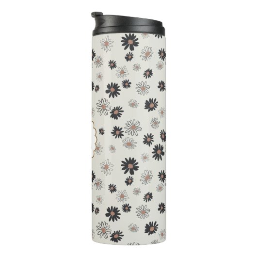 Bouteilles Isothermes Fleur rose noir marron (Tourné sur la droite)