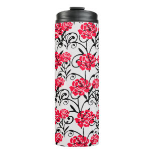 Bouteilles Isothermes Fleur rouge Floral Illustration Motif Design