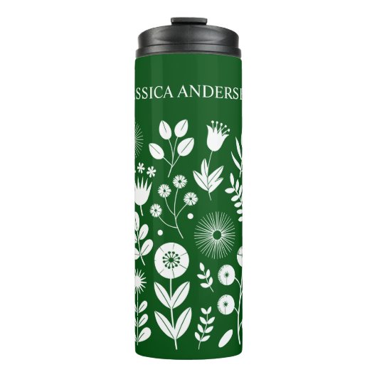 Bouteilles Isothermes Fleur sauvage Boho vert et blanc (Devant)