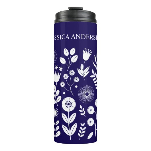 Bouteilles Isothermes Fleur sauvage Boho violet et blanc (Devant)