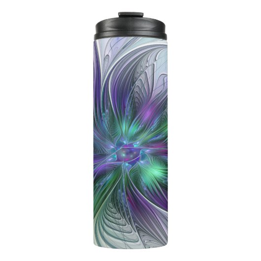 Bouteilles Isothermes Fleur verte abstraite moderne fractale violette (Devant)