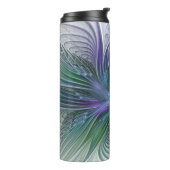 Bouteilles Isothermes Fleur verte abstraite moderne fractale violette (Tourné sur la gauche)