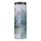 Bouteilles Isothermes Fleur verte abstraite moderne fractale violette (Dos)