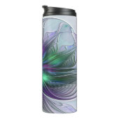 Bouteilles Isothermes Fleur verte abstraite moderne fractale violette (Tourné sur la droite)