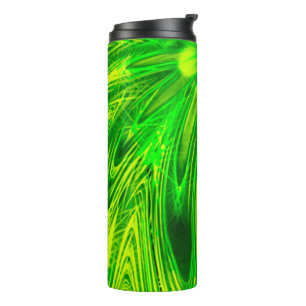 Bouteilles Isothermes Fleur verte Tumbler Thermique Lignes Abstraites