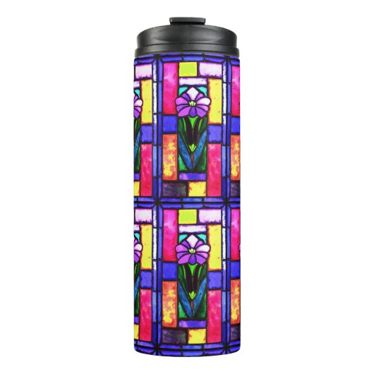 Bouteilles Isothermes Fleur violet en verre tendu (Devant)