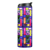 Bouteilles Isothermes Fleur violet en verre tendu (Tourné sur la gauche)