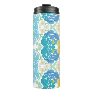 Bouteilles Isothermes Fleurs aquarelles bleues et jaunes