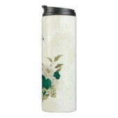 Bouteilles Isothermes fleurs beige vert émeraude mariage (Tourné sur la droite)