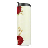 Bouteilles Isothermes Fleurs blanches et rouges foncés romantiques (Tourné sur la droite)