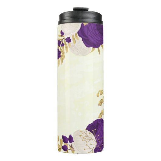 Bouteilles Isothermes fleurs blanches pourpre royal or botanique (Devant)