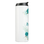 Bouteilles Isothermes fleurs bleu clair turquoise (Tourné sur la gauche)