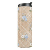 Bouteilles Isothermes Fleurs Bleues Blanches Beige (Tourné sur la gauche)