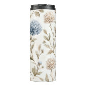 Bouteilles Isothermes Fleurs Bleues Marron Crème Monogramme Initial Nom (Dos)