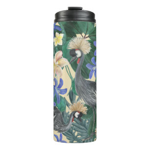 Bouteilles Isothermes Fleurs Bleues Plumeria, Aquarelle Sans Couleur.