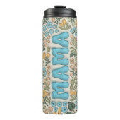 Bouteilles Isothermes Fleurs Boho bleu vert 3D Effet Mama (Devant)