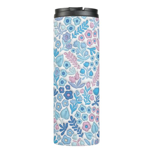 Bouteilles Isothermes Fleurs Boho Bleues 3D Mama gonflée (Dos)