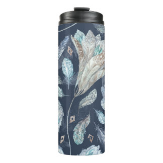 Bouteilles Isothermes Fleurs Boho Chic : Aquarelle bleu foncé P