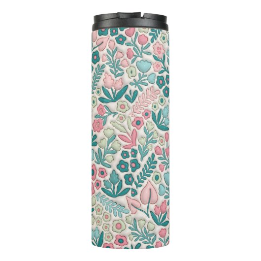 Bouteilles Isothermes Fleurs Boho rose turquoise 3D Mama gonflée (Dos)