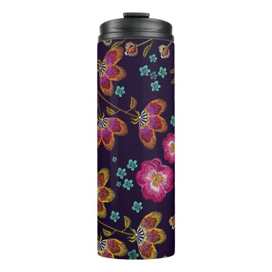 Bouteilles Isothermes Fleurs brodées : mode sans couture motif (Devant)