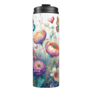 Bouteilles Isothermes Fleurs, cœurs et papillons