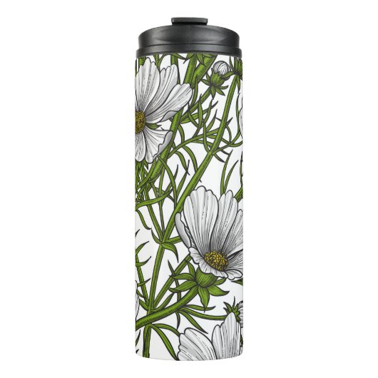 Bouteilles Isothermes Fleurs cosmos blanches (Devant)