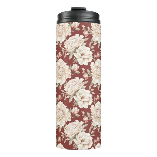 Bouteilles Isothermes Fleurs crème rouges (Devant)
