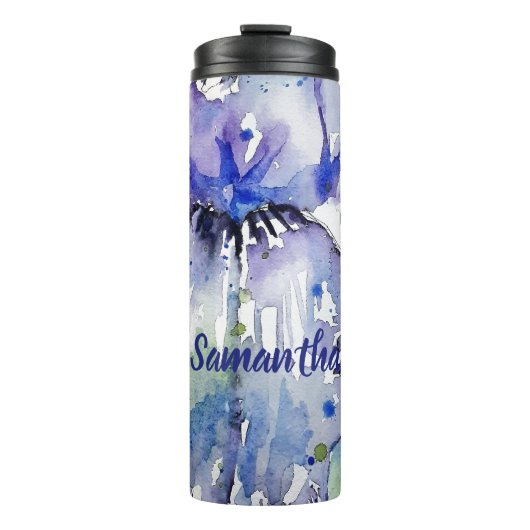 Bouteilles Isothermes Fleurs d'aquarelle fleuries d'art de l'Iris bleu (Devant)