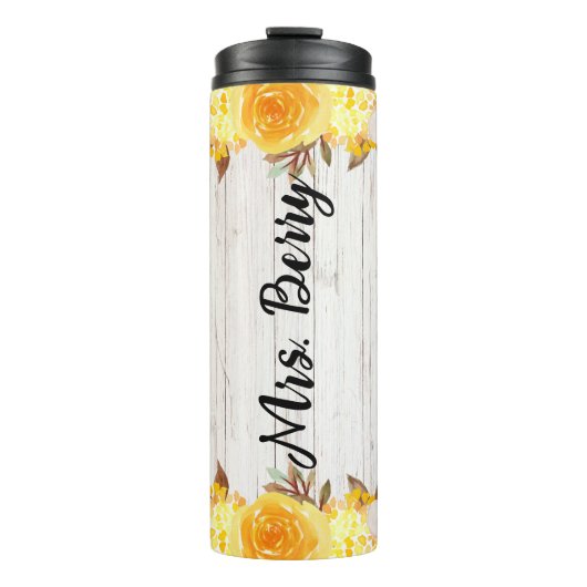 Bouteilles Isothermes Fleurs d'aquarelle jaune (Devant)